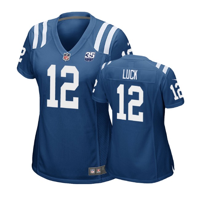 Women Indianapolis Colts #12 Andrew Luck 35th Anniversary Game Royal Jersey