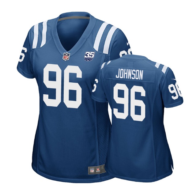 Women Indianapolis Colts #96 Anthony Johnson 35th Anniversary Game Royal Jersey Women Indianapolis Colts #96 Anthony Johnson 35th Anniversary Game Royal Jersey