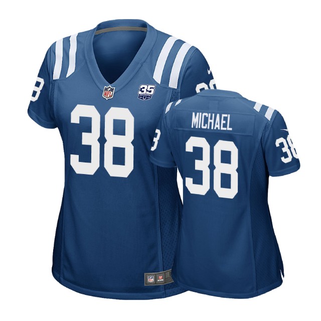 Women Indianapolis Colts #38 Christine Michael 35th Anniversary Game Royal Jersey