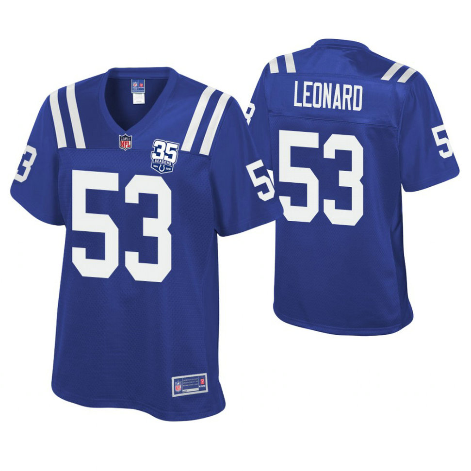 Women Indianapolis Colts #53 Darius Leonard Royal 35th Anniversary Game Jersey Women Indianapolis Colts #53 Darius Leonard Royal 35th Anniversary Game Jersey