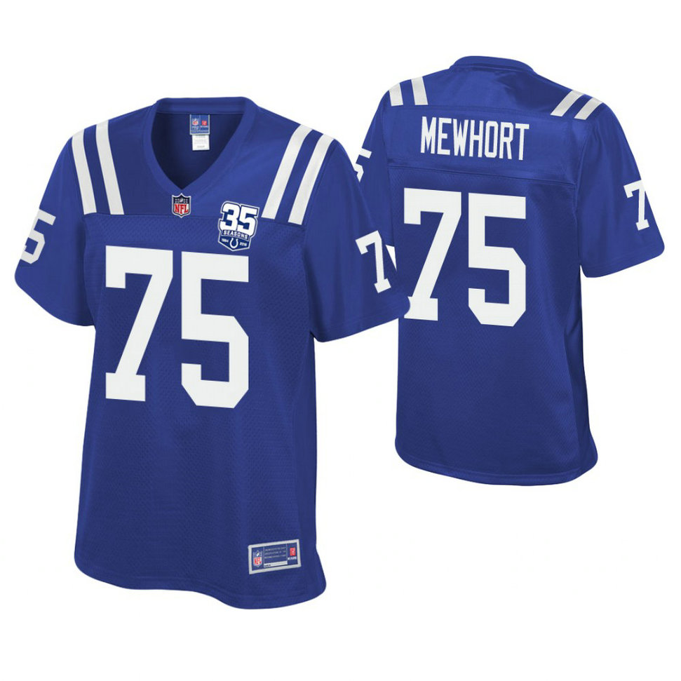 Women Indianapolis Colts #75 Jack Mewhort Royal 35th Anniversary Game Jersey Women Indianapolis Colts #75 Jack Mewhort Royal 35th Anniversary Game Jersey