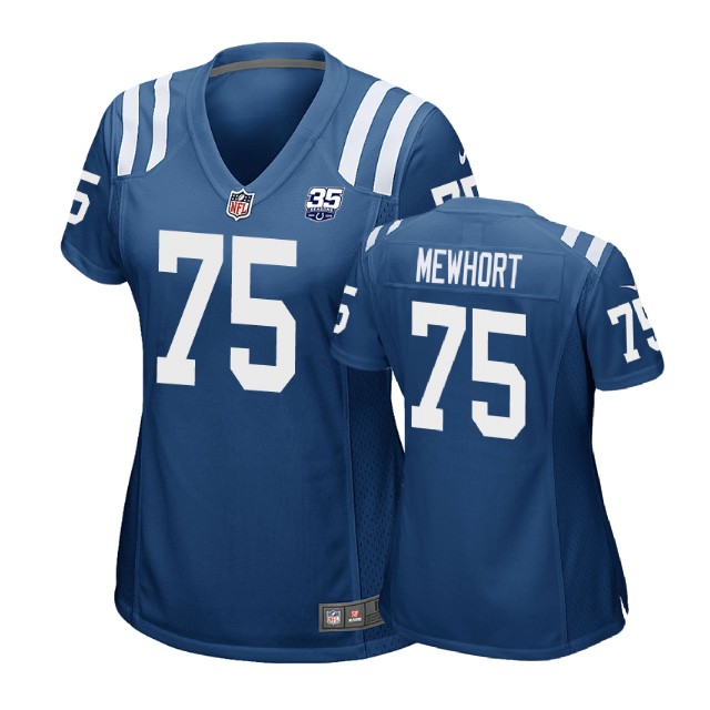 Women Indianapolis Colts #75 Jack Mewhort 35th Anniversary Game Royal Jersey Women Indianapolis Colts #75 Jack Mewhort 35th Anniversary Game Royal Jersey