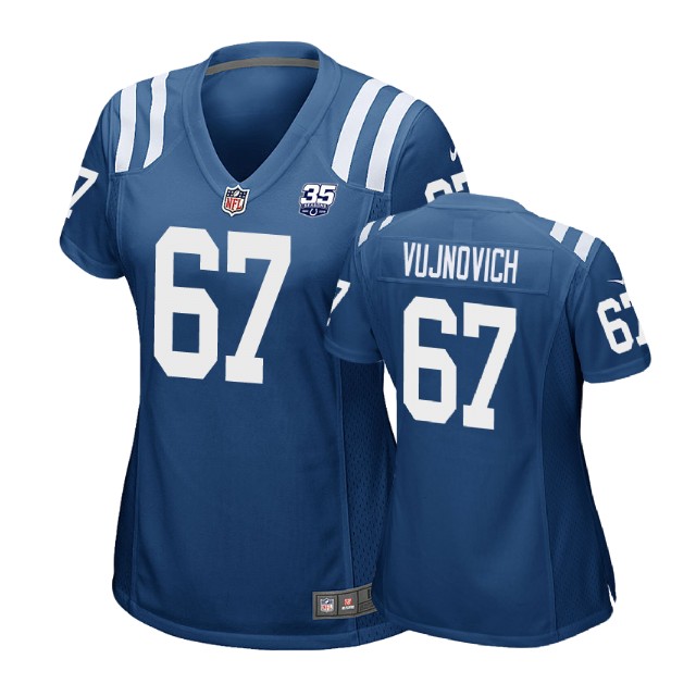 Women Indianapolis Colts #67 Jeremy Vujnovich 35th Anniversary Game Royal Jersey Women Indianapolis Colts #67 Jeremy Vujnovich 35th Anniversary Game Royal Jersey