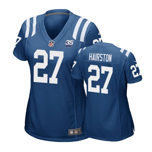 Women Indianapolis Colts #27 Nate Hairston 35th Anniversary Game Royal Jersey Women Indianapolis Colts #27 Nate Hairston 35th Anniversary Game Royal Jersey