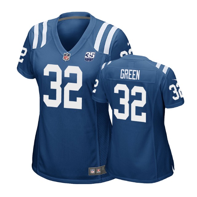 Women Indianapolis Colts #32 T. J. Green 35th Anniversary Game Royal Jersey Women Indianapolis Colts #32 T. J. Green 35th Anniversary Game Royal Jersey