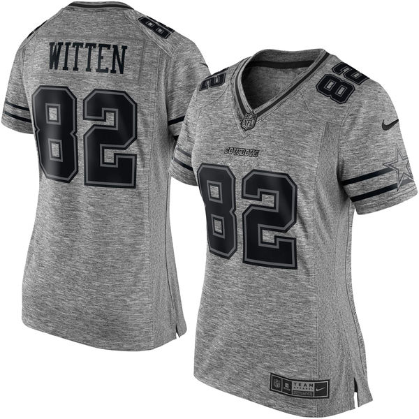 Women Dallas Cowboys #82 Jason Witten Gridiron Gray Limited Jersey