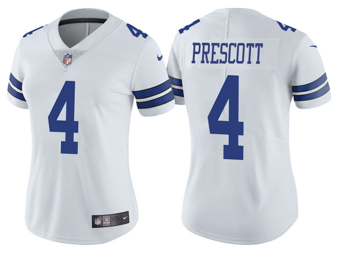 Women Dallas Cowboys #4 Dak Prescott White Vapor Untouchable Limited Jersey Women Dallas Cowboys #4 Dak Prescott White Vapor Untouchable Limited Jersey