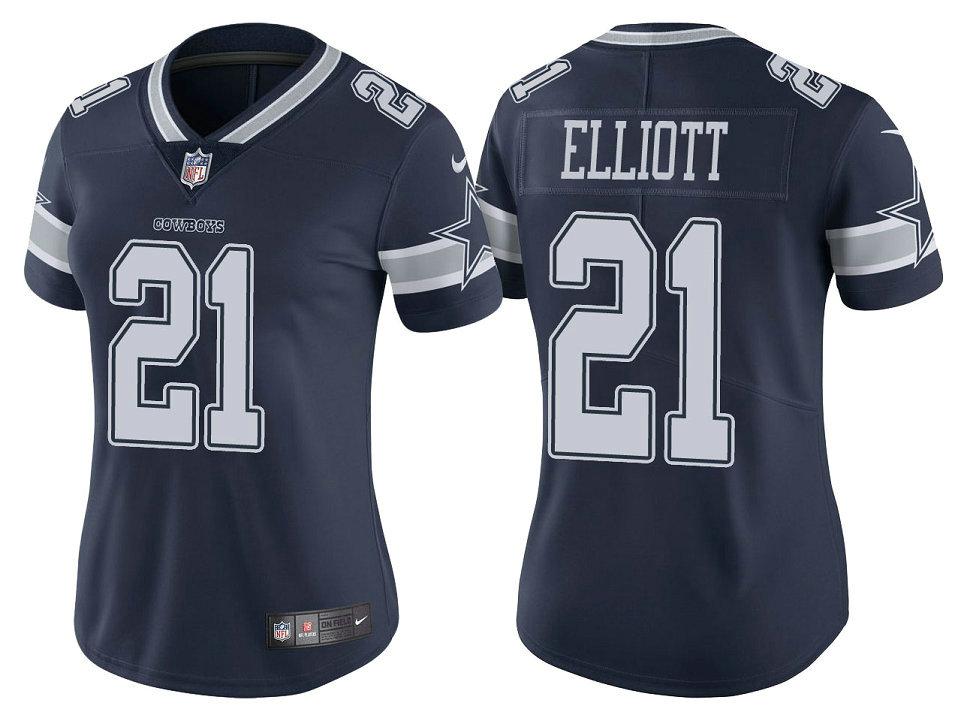 Women Dallas Cowboys #21 Ezekiel Elliott Navy Vapor Untouchable Limited Jersey