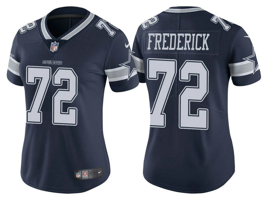 Women Dallas Cowboys #72 Travis Frederick Navy Vapor Untouchable Limited Jersey