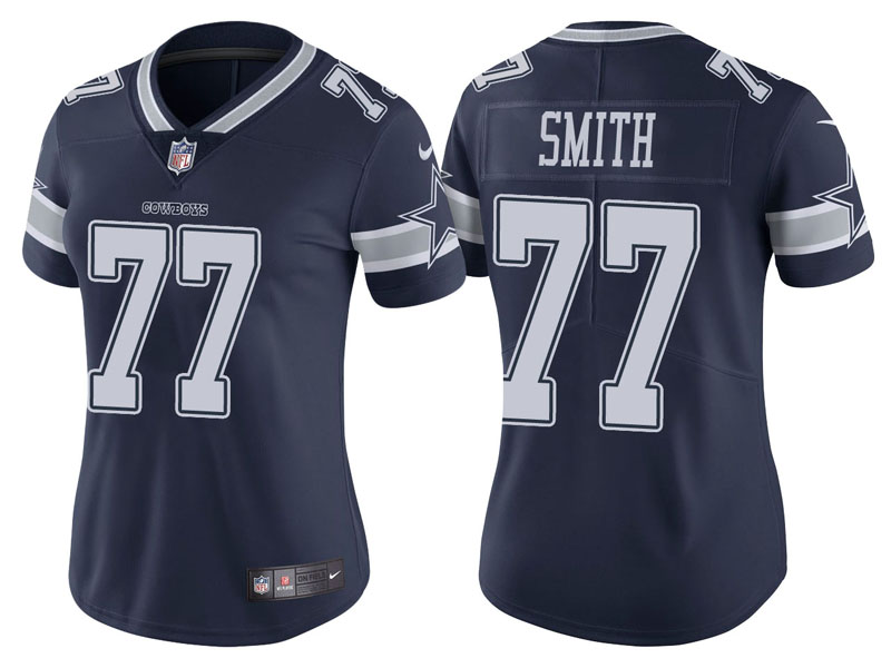 Women Dallas Cowboys #77 Tyron Smith Navy Vapor Untouchable Limited Jersey