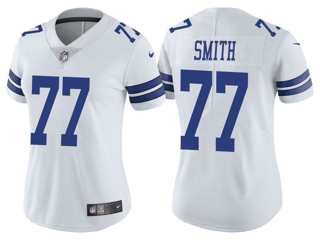 Women Dallas Cowboys #77 Tyron Smith White Vapor Untouchable Limited Jersey