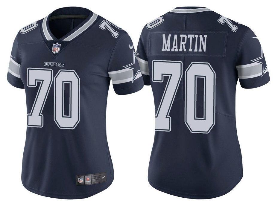 Women Dallas Cowboys #70 Zack Martin Navy Vapor Untouchable Limited Jersey
