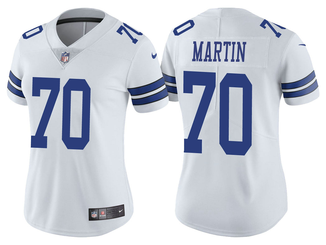 Women Dallas Cowboys #70 Zack Martin White Vapor Untouchable Limited Jersey