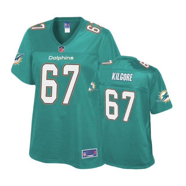 Women Miami Dolphins #67 Daniel Kilgore Aqua Pro Line Player Jersey