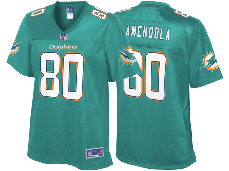 Women Miami Dolphins #80 Danny Amendola Aqua Pro Line Player Jersey