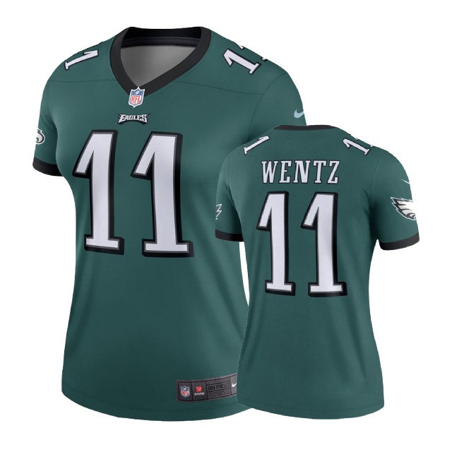 Women Philadelphia Eagles #11 Carson Wentz Green Legend Jersey Women Philadelphia Eagles #11 Carson Wentz Green Legend Jersey