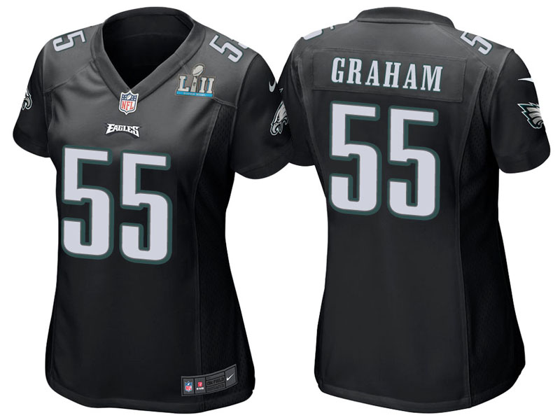 Women Philadelphia Eagles #55 Brandon Graham Black Super Bowl LII Bound Game Jersey Women Philadelphia Eagles #55 Brandon Graham Black Super Bowl LII Bound Game Jersey