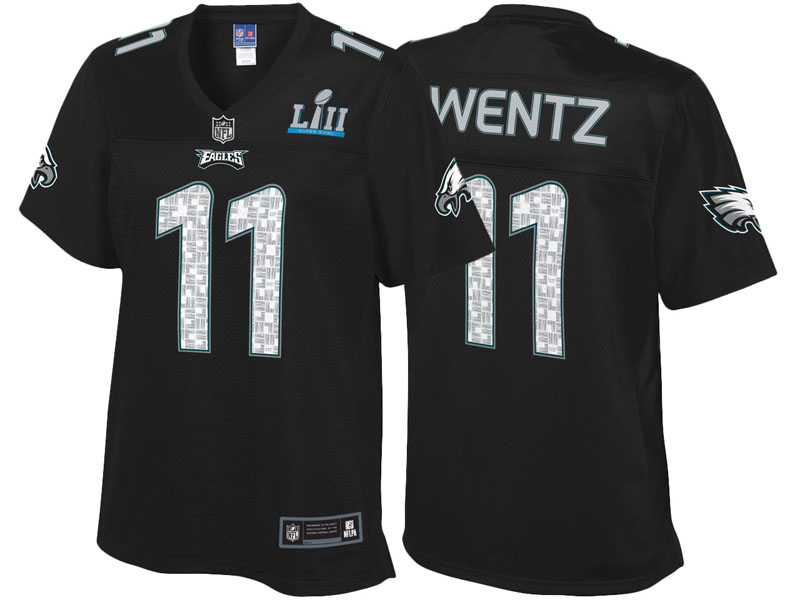 Women Philadelphia Eagles #11 Carson Wentz Black Super Bowl LII Fashion Jersey Women Philadelphia Eagles #11 Carson Wentz Black Super Bowl LII Fashion Jersey