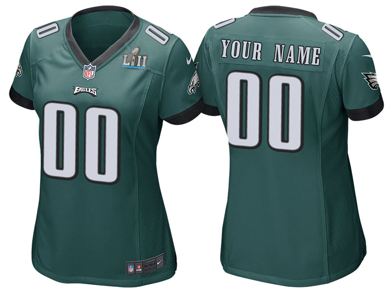 Women Philadelphia Eagles Green Super Bowl LII Bound Game Customized Jersey Women Philadelphia Eagles Green Super Bowl LII Bound Game Customized Jersey