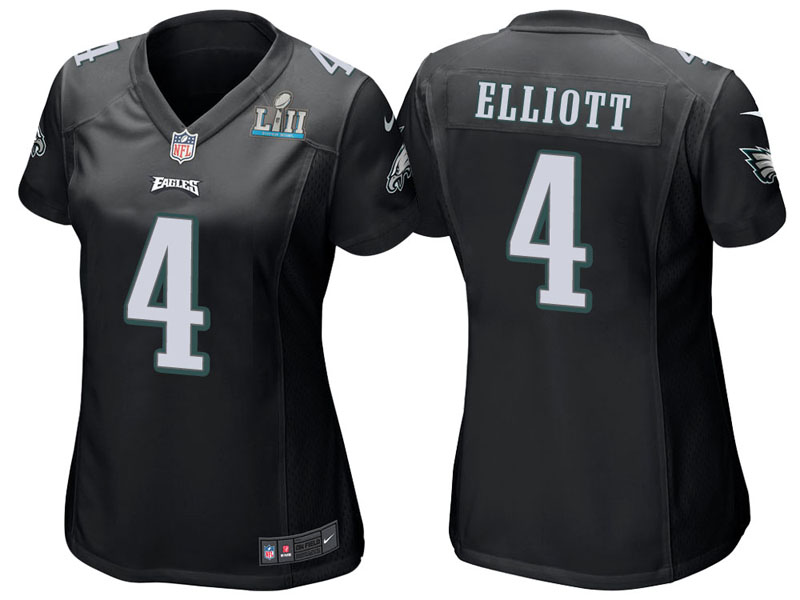 Women Philadelphia Eagles #4 Jake Elliott Black Super Bowl LII Bound Game Jersey