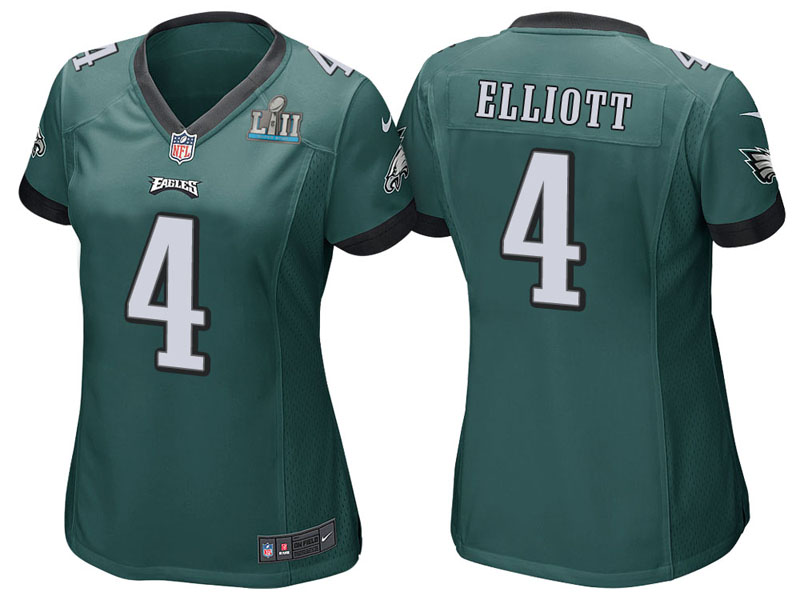 Women Philadelphia Eagles #4 Jake Elliott Green Super Bowl LII Bound Game Jersey