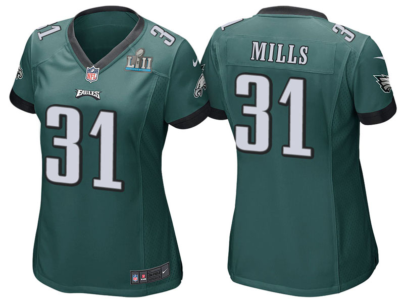 Women Philadelphia Eagles #31 Jalen Mills Green Super Bowl LII Bound Game Jersey