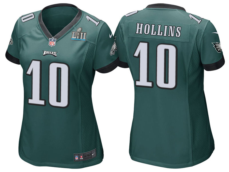 Women Philadelphia Eagles #10 Mack Hollins Green Super Bowl LII Bound Game Jersey