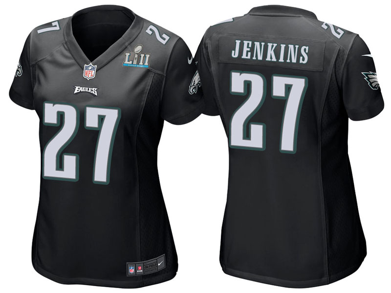 Women Philadelphia Eagles #27 Malcolm Jenkins Black Super Bowl LII Bound Game Jersey