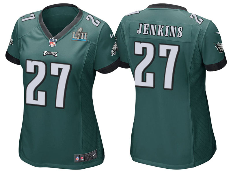 Women Philadelphia Eagles #27 Malcolm Jenkins Green Super Bowl LII Bound Game Jersey