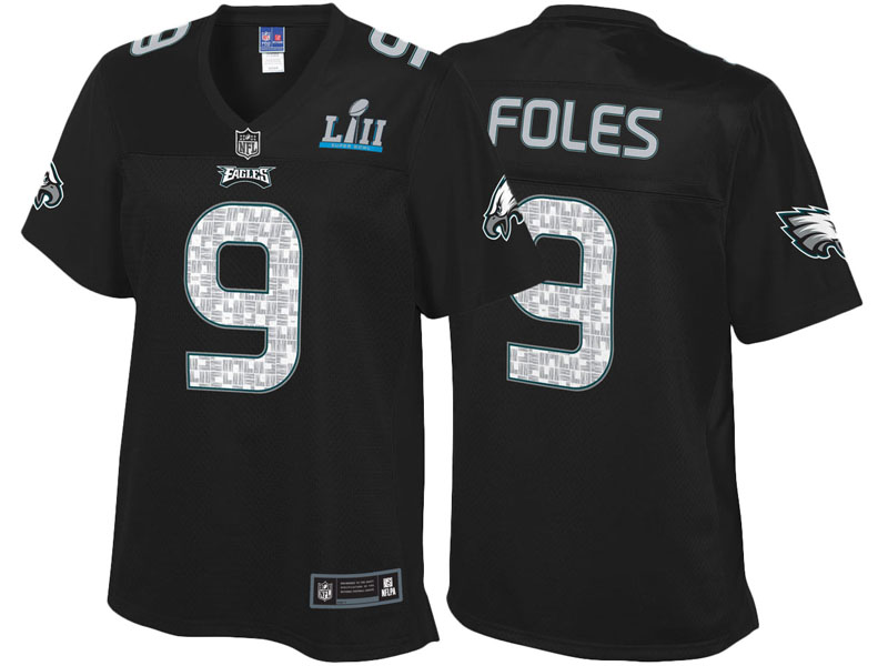 Women Philadelphia Eagles #9 Nick Foles Black Super Bowl LII Fashion Jersey