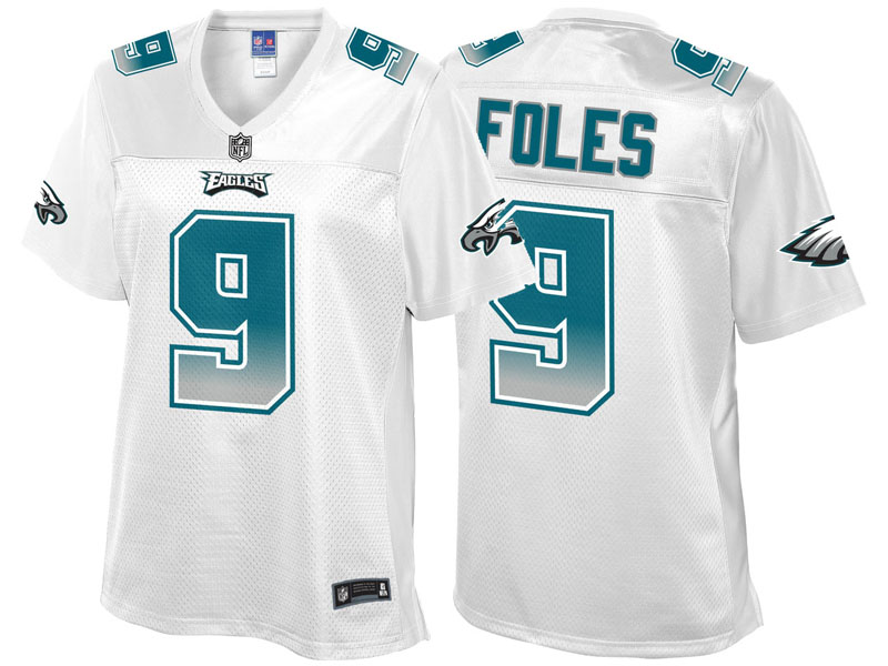 Women Philadelphia Eagles #9 Nick Foles White Fade Fashion Jersey