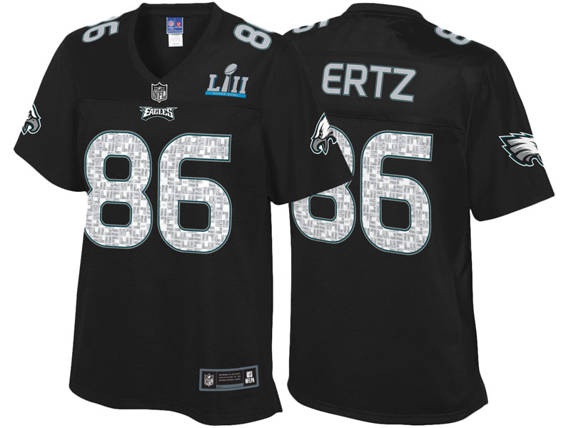 Women Philadelphia Eagles #86 Zach Ertz Black Super Bowl LII Fashion Jersey