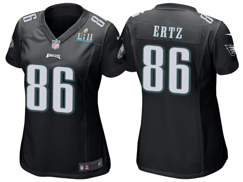Women Philadelphia Eagles #86 Zach Ertz Black Super Bowl LII Bound Game Jersey Women Philadelphia Eagles #86 Zach Ertz Black Super Bowl LII Bound Game Jersey