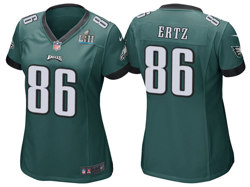 Women Philadelphia Eagles #86 Zach Ertz Green Super Bowl LII Bound Game Jersey Women Philadelphia Eagles #86 Zach Ertz Green Super Bowl LII Bound Game Jersey