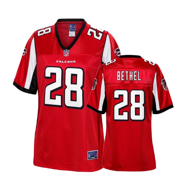 Women Atlanta Falcons #28 Justin Bethel Red Player Jersey