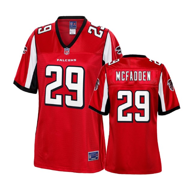 Women Atlanta Falcons #29 Leon McFadden Red Player Jersey