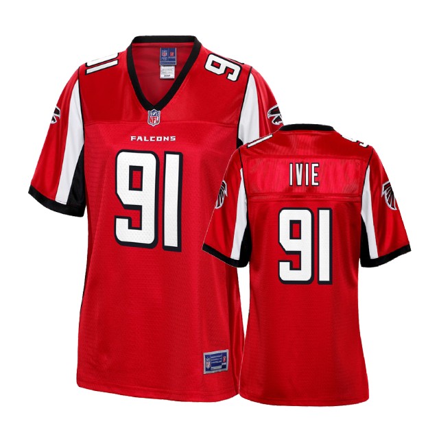 Women Atlanta Falcons #91 Joey Ivie Red Player Jersey