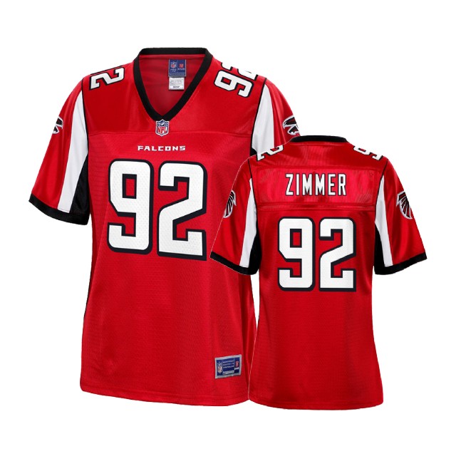 Women Atlanta Falcons #92 Justin Zimmer Red Player Jersey