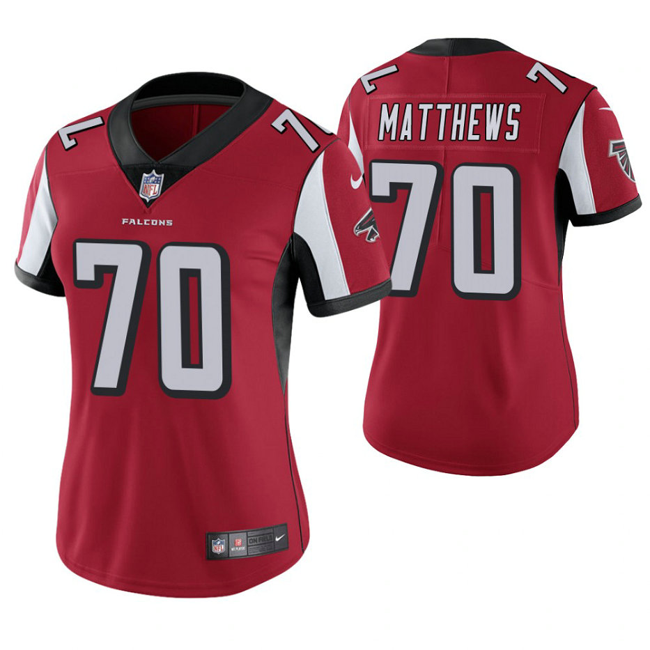 Women Atlanta Falcons #70 Jake Matthews Red Game Jersey