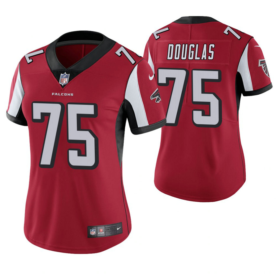 Women Atlanta Falcons #75 Jamil Douglas Red Game Jersey Women Atlanta Falcons #75 Jamil Douglas Red Game Jersey