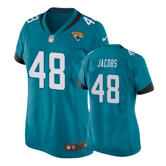 Women Jacksonville Jaguars #48 Leon Jacobs Teal Game Jersey