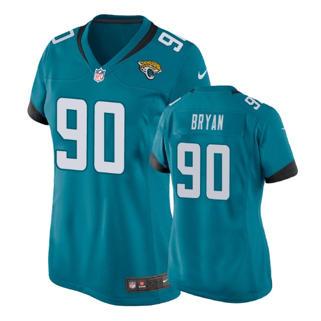 Women Jacksonville Jaguars #90 Taven Bryan Teal Game Jersey