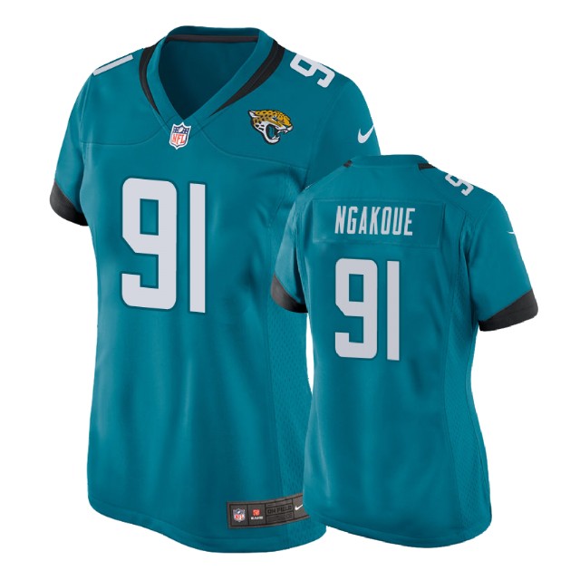 Women Jacksonville Jaguars #91 Yannick Ngakoue Teal Game Jersey