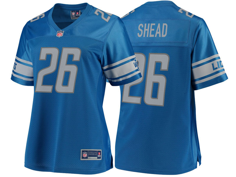 Women Detroit Lions #26 DeShawn Shead Blue Team Color Player Jersey