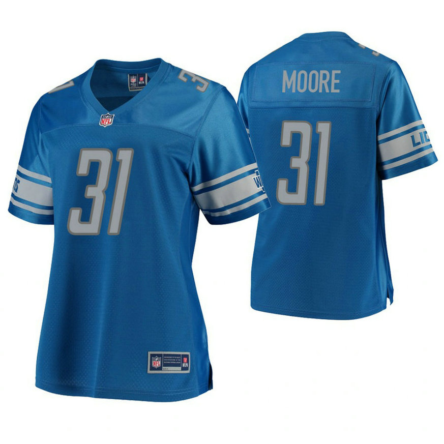 Women Detroit Lions #31 Sterling Moore Blue Player Pro Line Jersey Women Detroit Lions #31 Sterling Moore Blue Player Pro Line Jersey