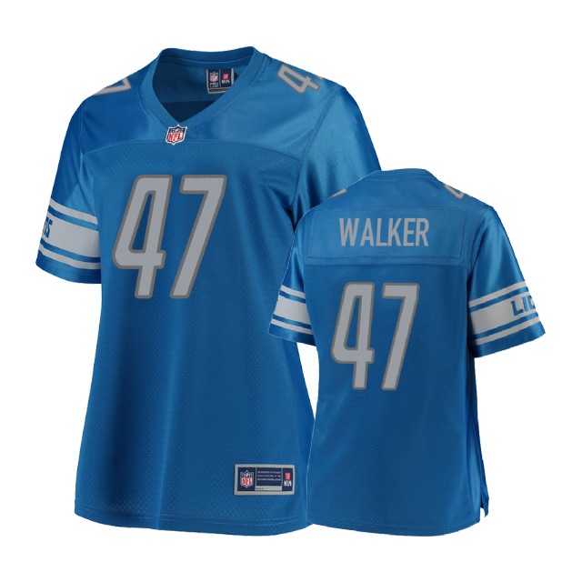 Women Detroit Lions #47 Tracy Walker Blue 2018 Draft Player Jersey