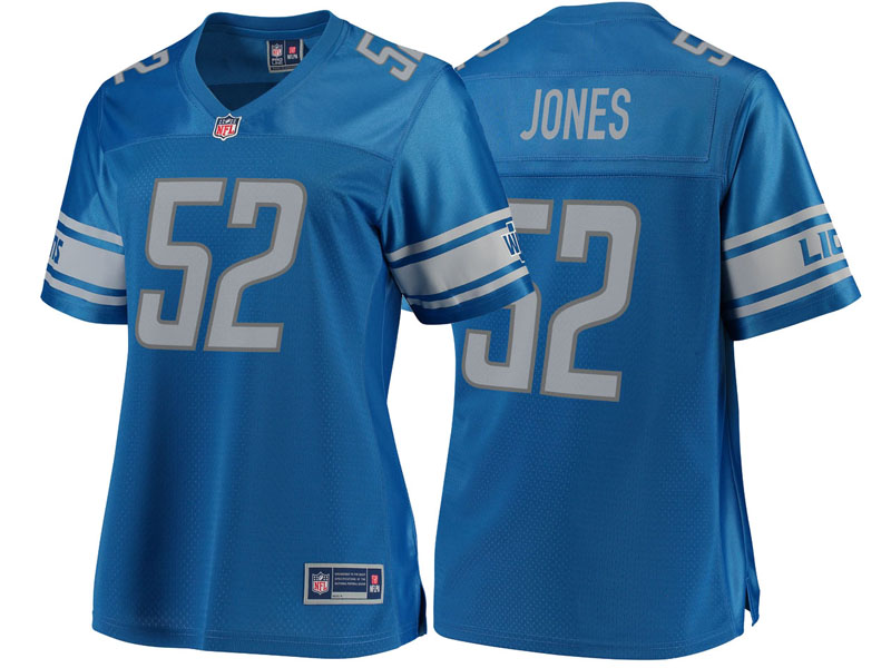 Women Detroit Lions #52 Christian Jones Blue Team Color Player Jersey