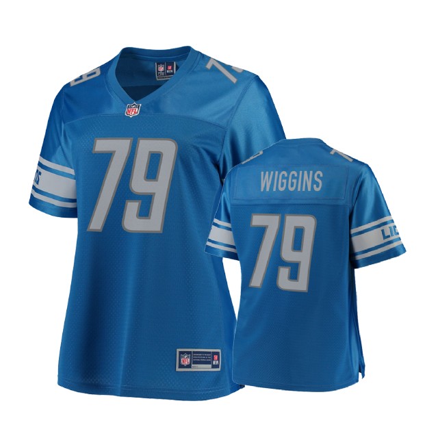 Women Detroit Lions #79 Kenny Wiggins Blue Player Jersey