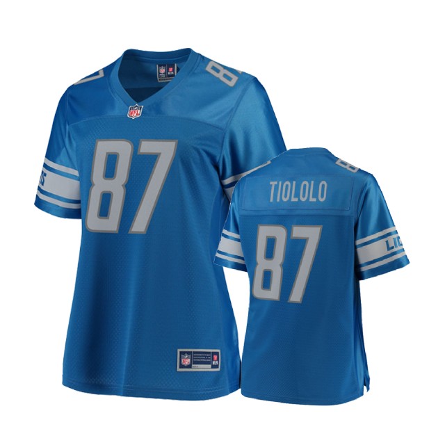 Women Detroit Lions #87 Levine Toilolo Blue Player Jersey