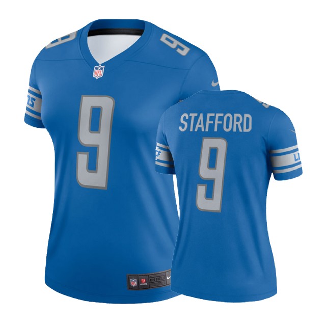 Women Detroit Lions #9 Matthew Stafford Blue Legend Jersey